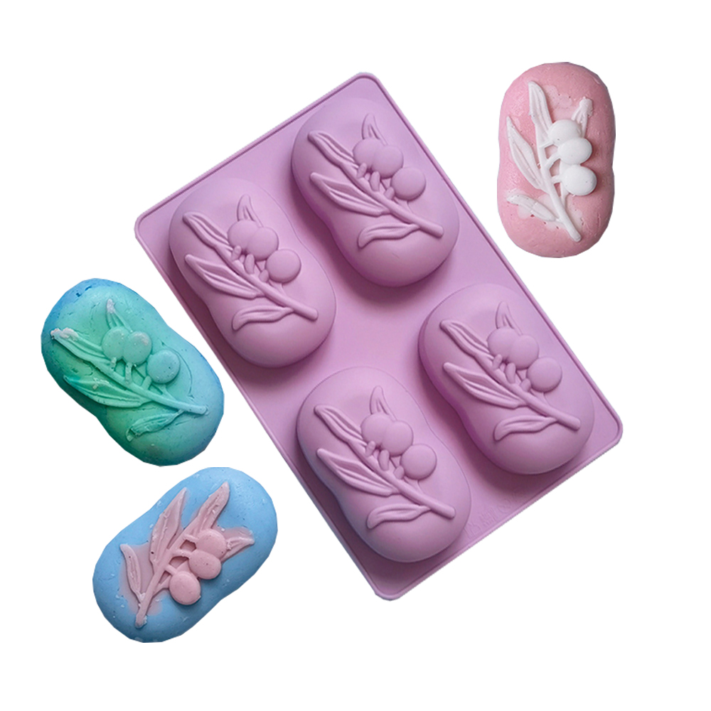 Soap Making Line - 4 캐비티 타원형 올리브 나무 실리콘
