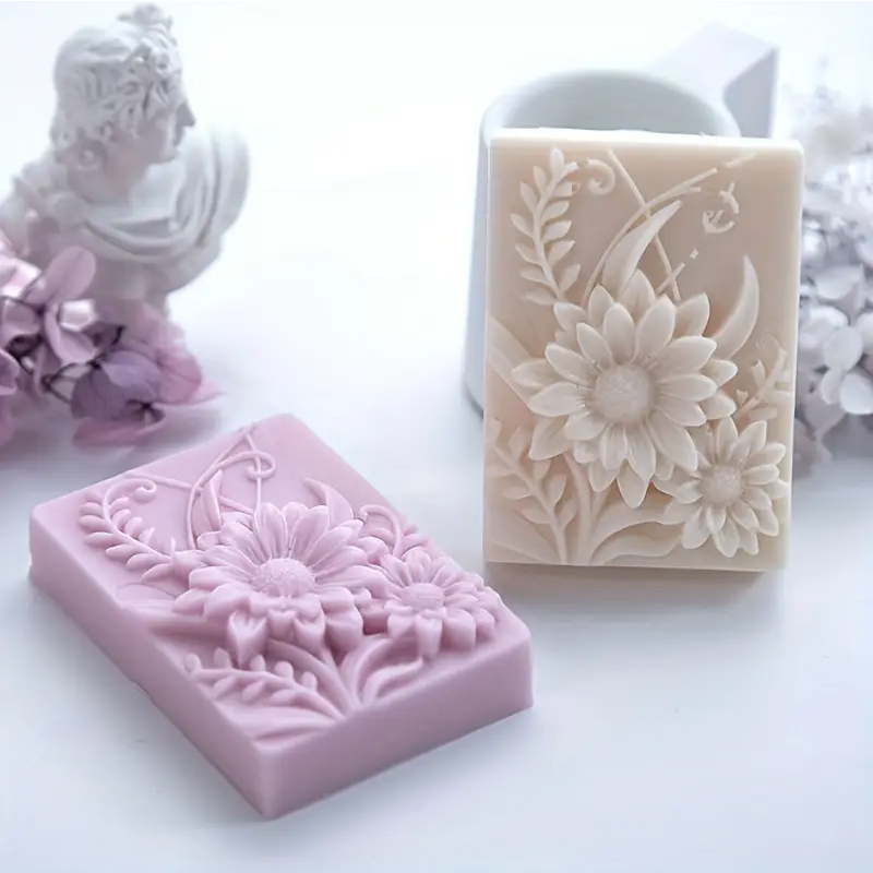 Soap Making Line - 3D 꽃 사각형 비누 실리콘 금형