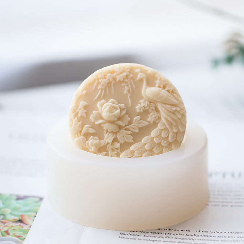 Soap Making Line - 공작 꽃 패턴 실리콘 비누 금형