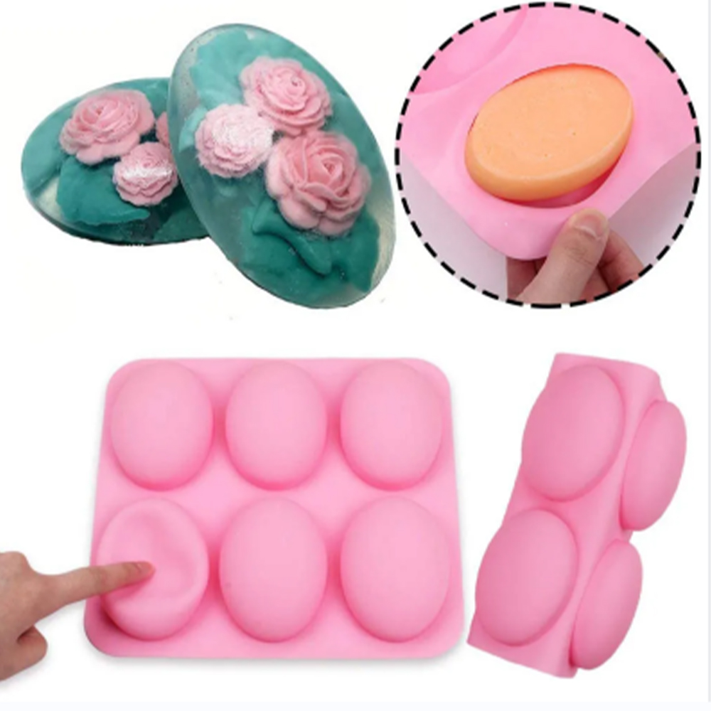 6 캐비티 케이크 베이킹 팬용 다기능 타원형 실리콘 비 - Soap Making Line 리뷰 및 가격
