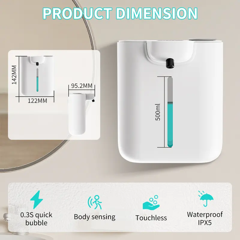 500ML 대용량 9단계 조절 가능한 거품/액체 IPX - Soap Making Foam 리뷰 및 가격